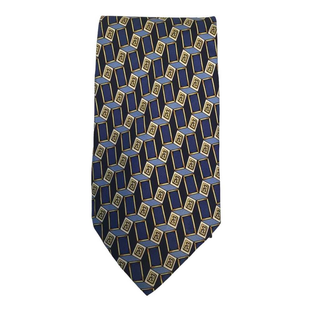Fendi FENDI Blue Geometric Monogrammed Tie Silk I… - image 7