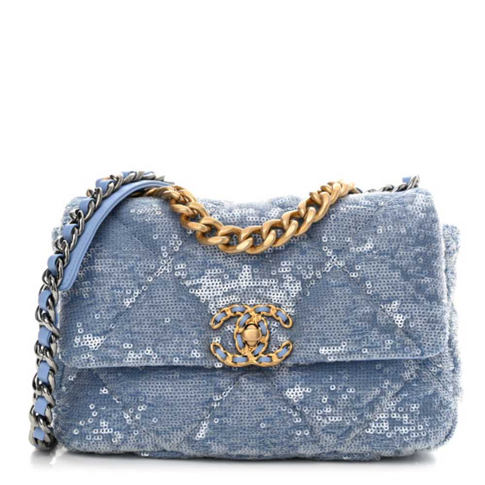 CHANEL Sequin Quilted Medium Chanel 19 Flap Light… - image 1
