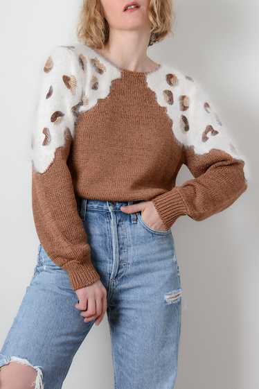 Angora Leopard Novelty Knit Sweater