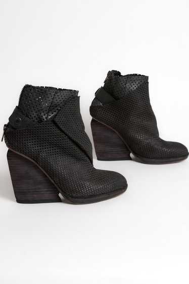 Designer Perforated Leather Booties ~ 37