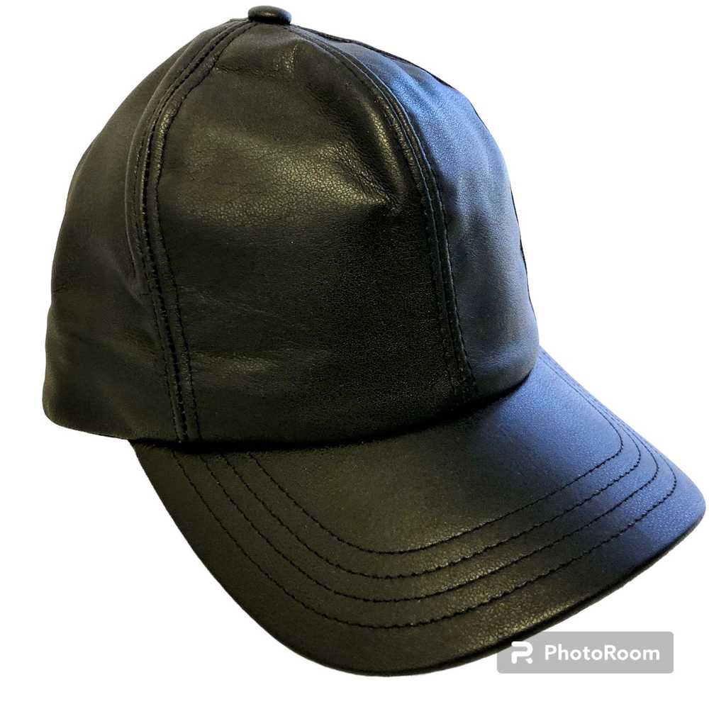 Unkwn 90's Henschel Black LEATHER Baseball Cap Fi… - image 1