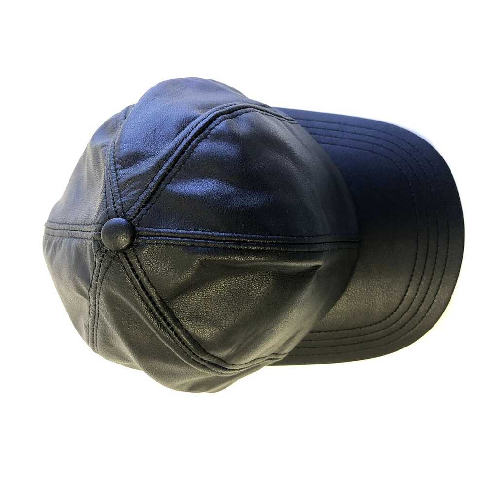 Unkwn 90's Henschel Black LEATHER Baseball Cap Fi… - image 3