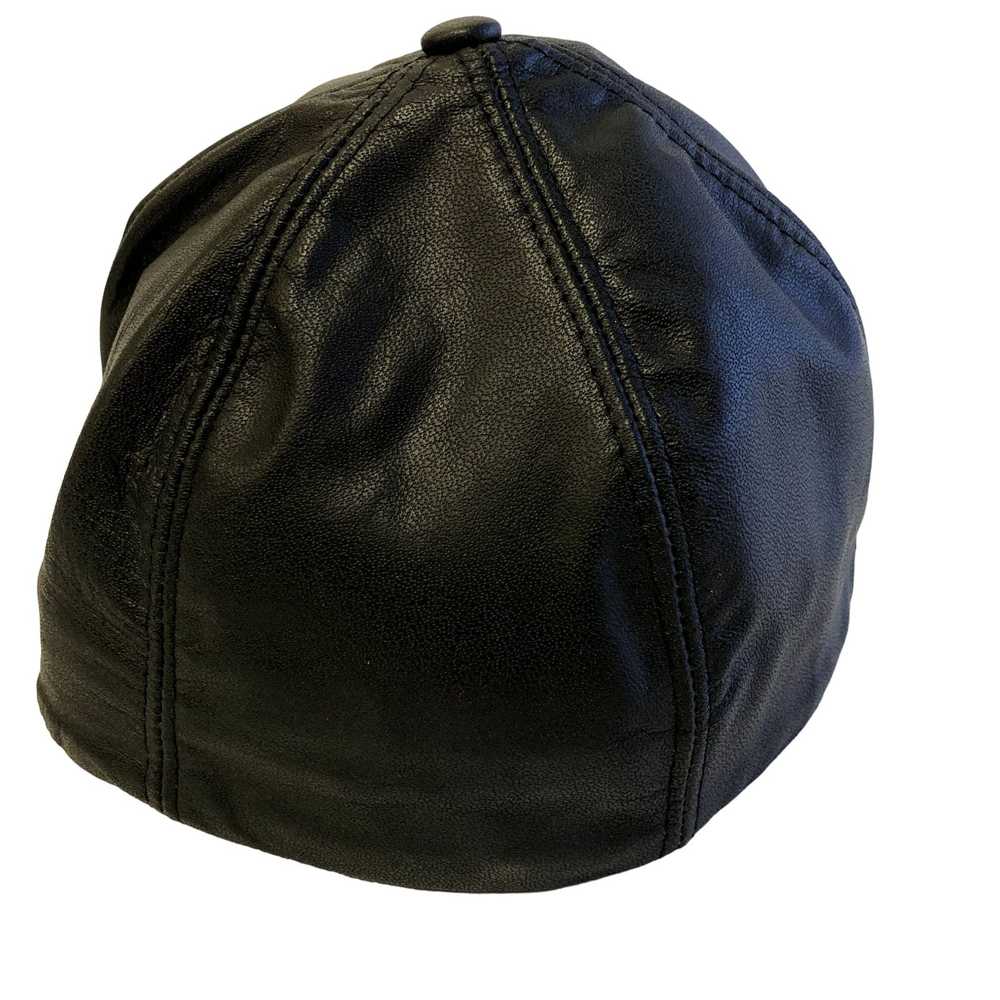 Unkwn 90's Henschel Black LEATHER Baseball Cap Fi… - image 4