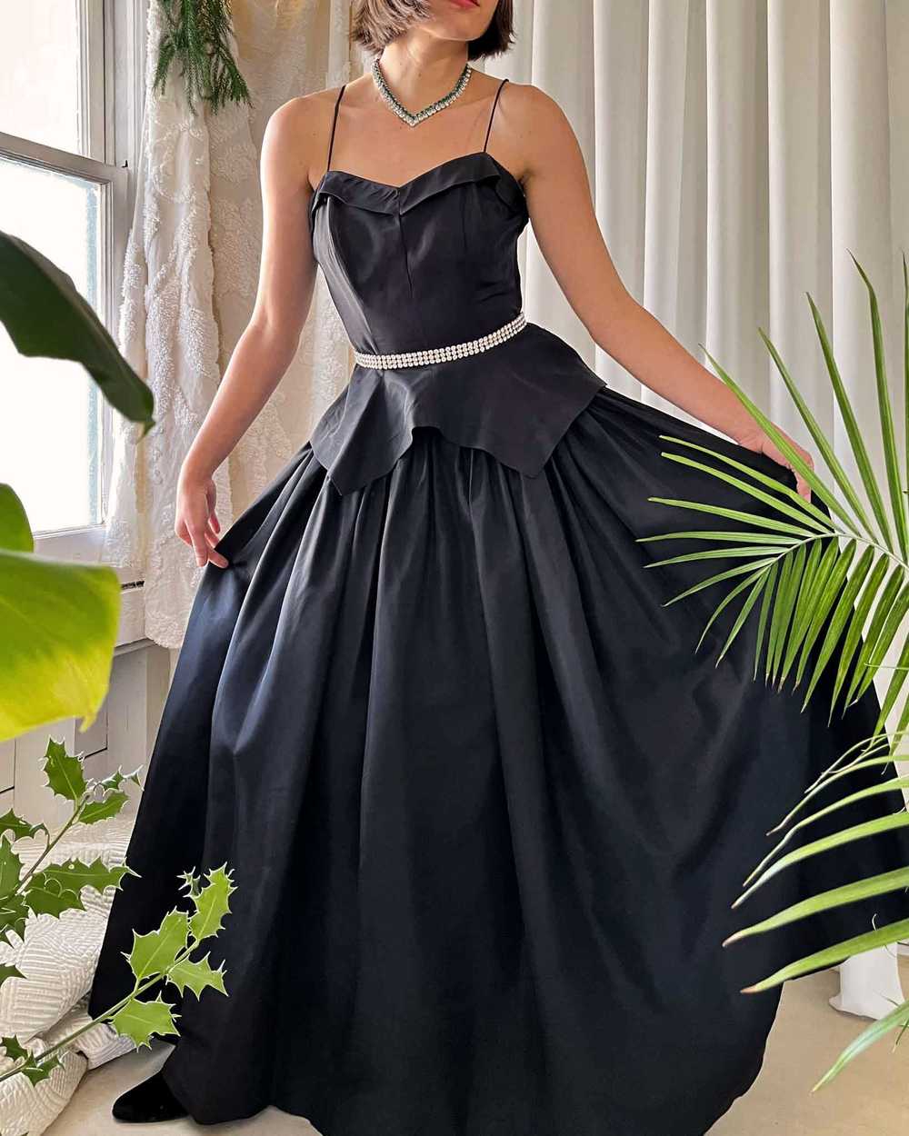 40s Black Peplum Gown - image 1