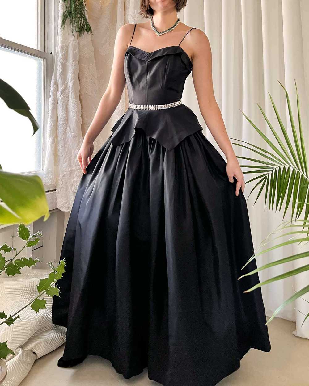 40s Black Peplum Gown - image 4