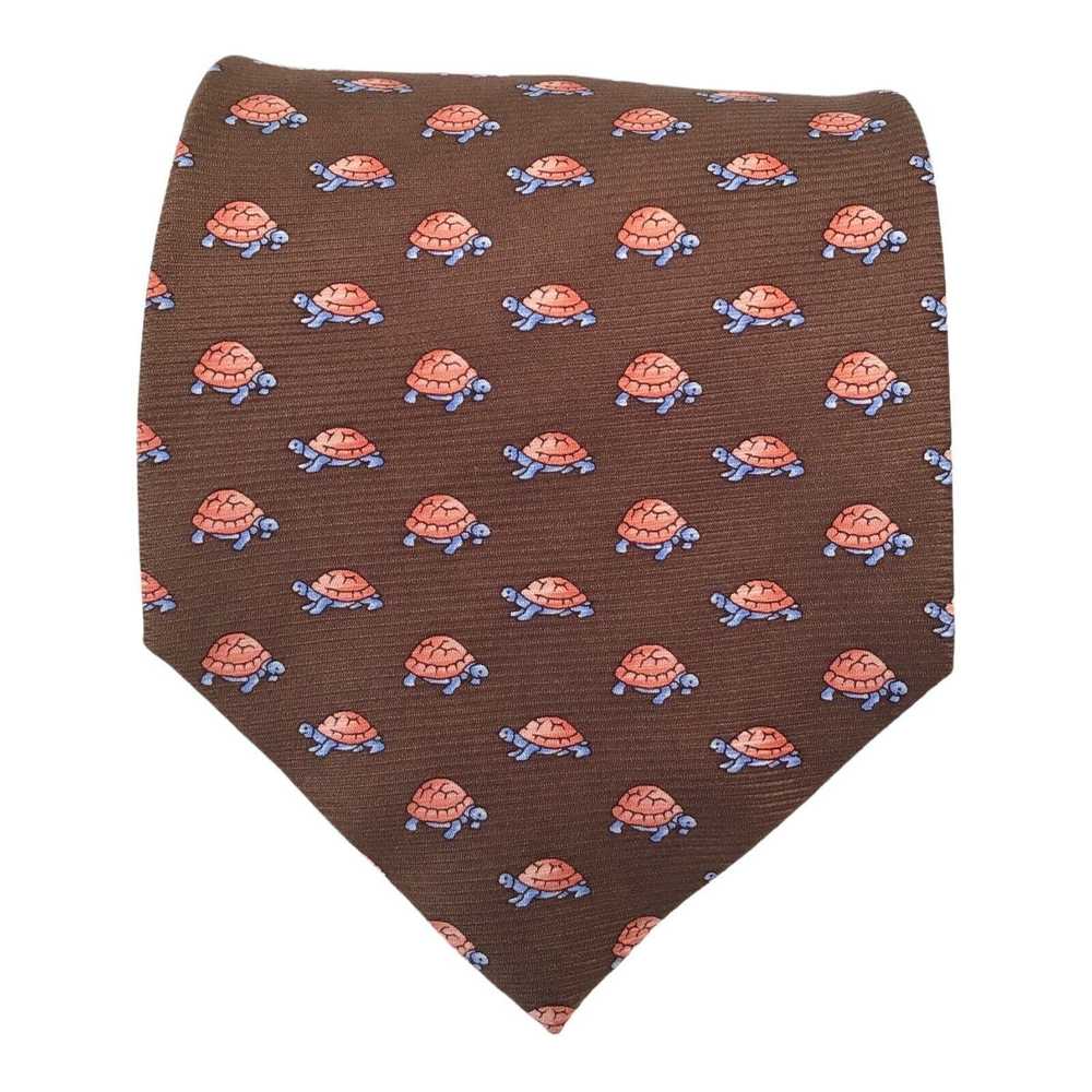 Burma Bibas BURMA BIBAS Brown Turtle Printed Tie Silk… - Gem