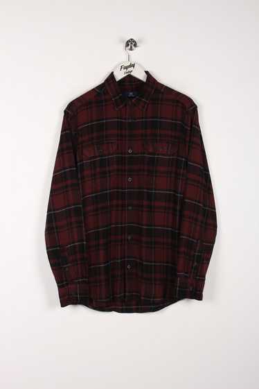 Vintage Plaid Flannel Shirt Burgundy Large