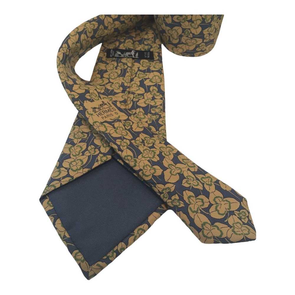 Hermes HERMES PARIS Yellow Flower Tie Silk France… - image 7