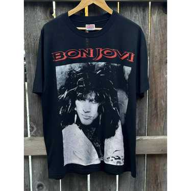 Hanes Vintage 90s Bon Jovi T-shirt XL On Hanes Po… - image 1