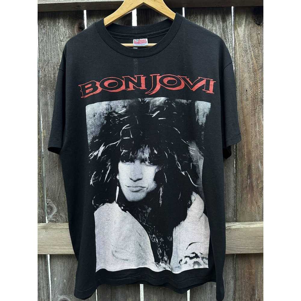 Hanes Vintage 90s Bon Jovi T-shirt XL On Hanes Po… - image 4