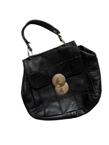 1960s midnight navy leather handbag
