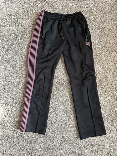 Pink Embroidery Butterfly Stripe Needles Track Pants 2023 Men Women 1:1  Wide Leg Loose Needles Pants High Street Sports Trousers