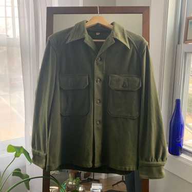 Vintage forest green wool button up - image 1