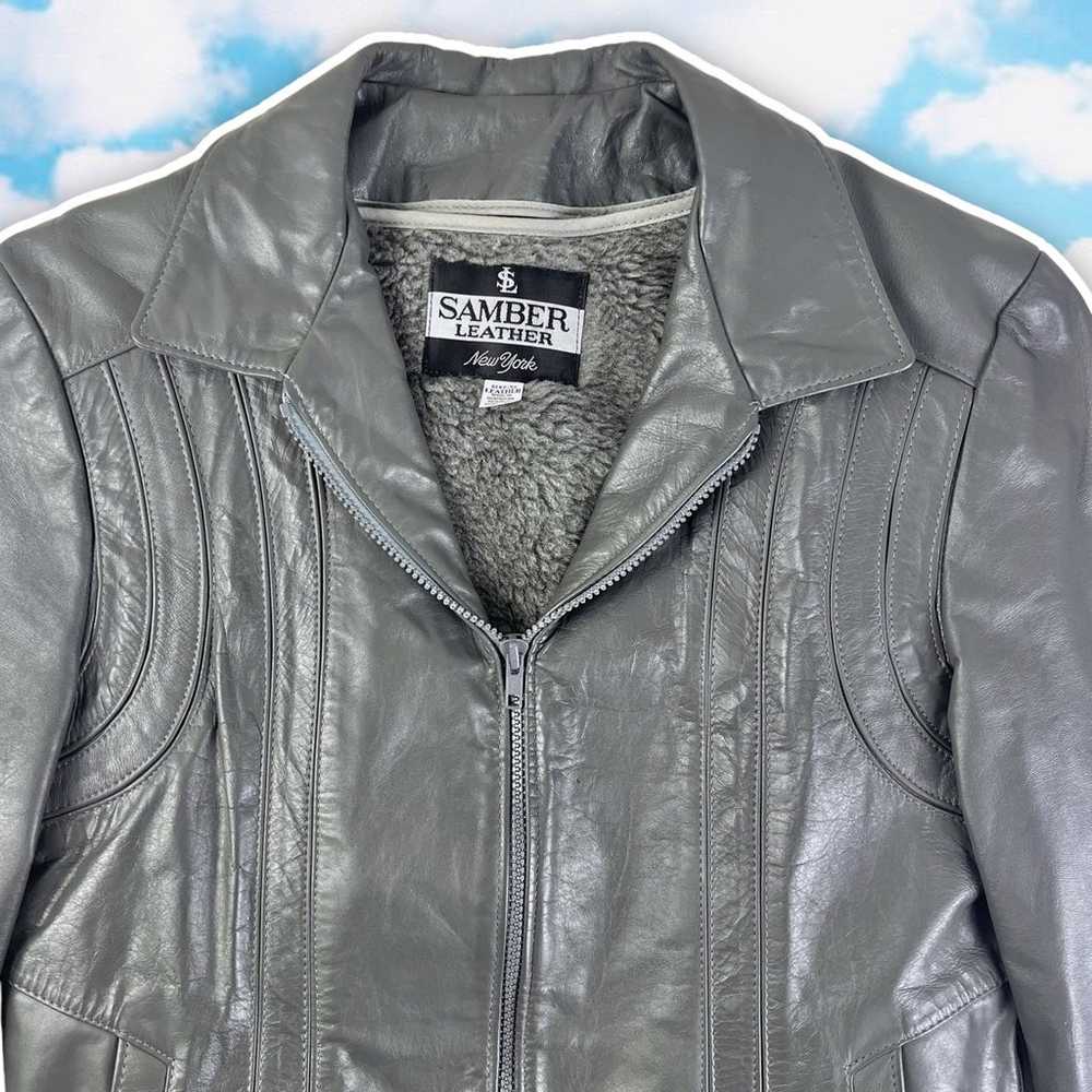 SAMBER LEATHER Vintage Authentic Leather Jacket B… - image 2