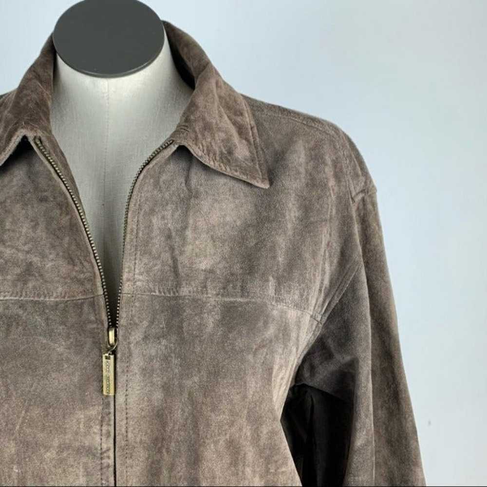 John Ashford mens jacket size L brown suede zip d… - image 2