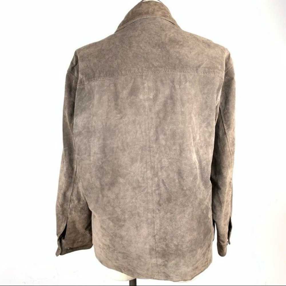 John Ashford mens jacket size L brown suede zip d… - image 5