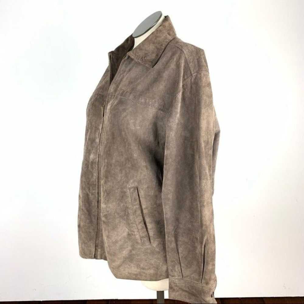 John Ashford mens jacket size L brown suede zip d… - image 6