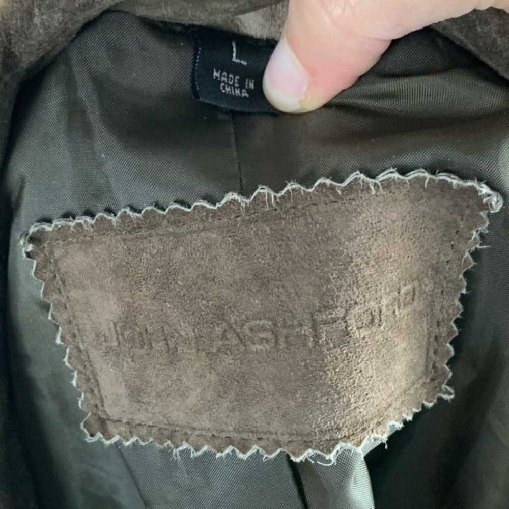 John Ashford mens jacket size L brown suede zip d… - image 7