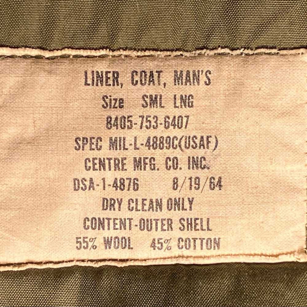 VINTAGE USAF 1964 COAT LINER MENS SMALL LONG SPEC… - image 4