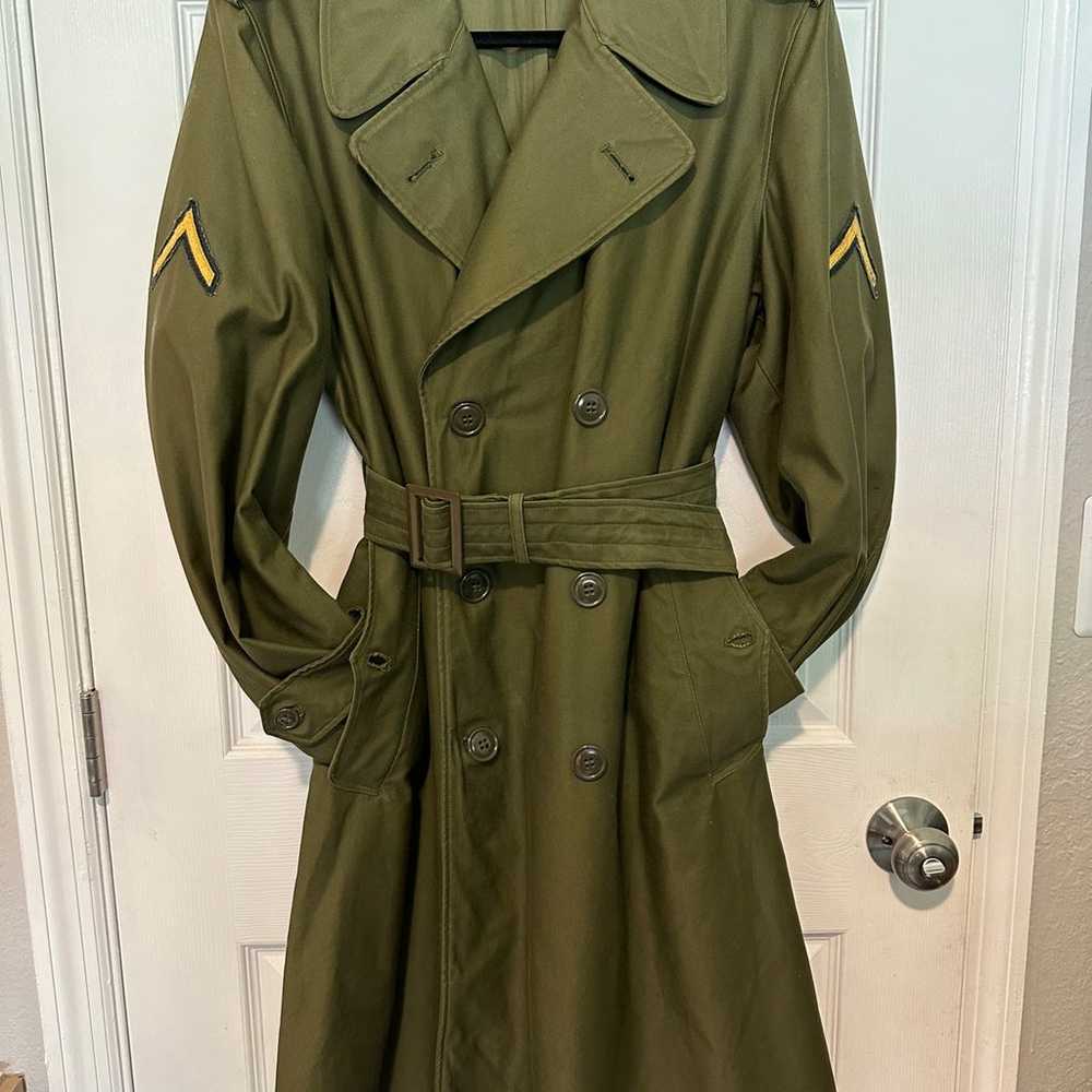 Vintage 1960s Military Trench Coat | Green Vintag… - image 1