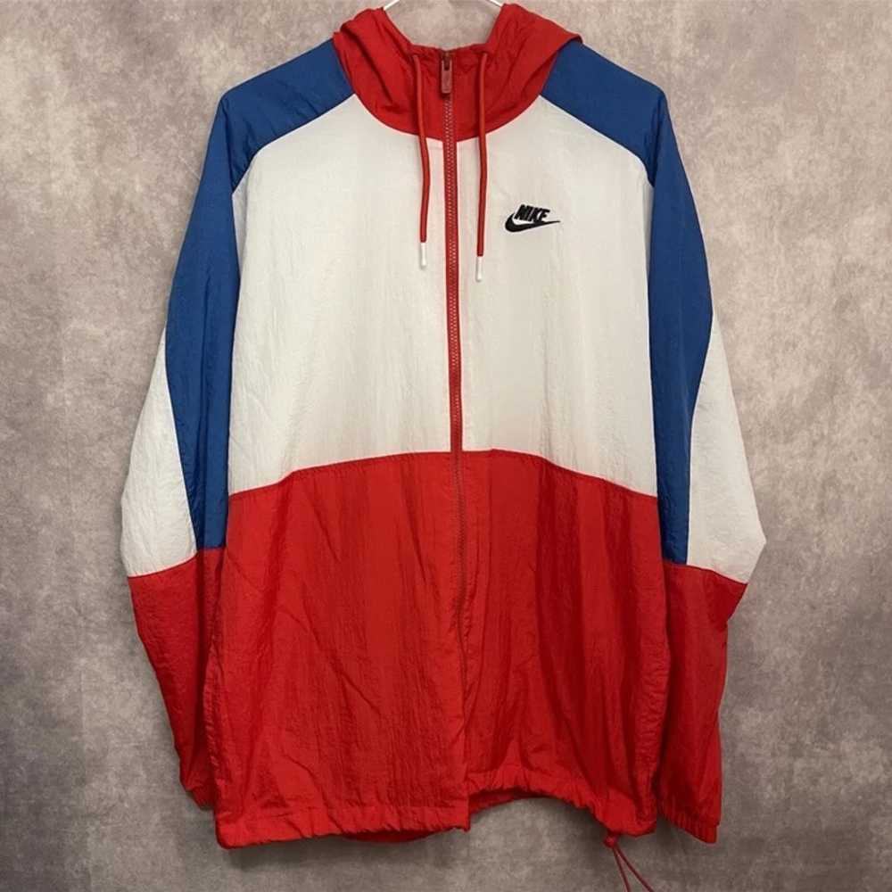 Nike Red/White/Blue Windbreaker Activewear Hooded… - image 1