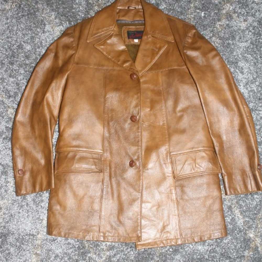 Brown Leather Jacket size 38 vintage style - image 1