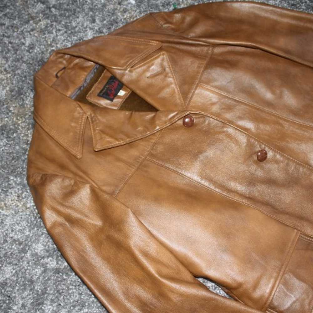 Brown Leather Jacket size 38 vintage style - image 2
