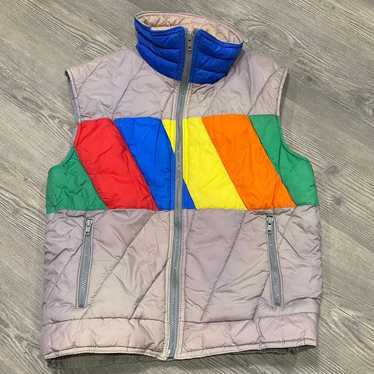 (Linear) Vintage Colorblock Rainbow Puffer Vest