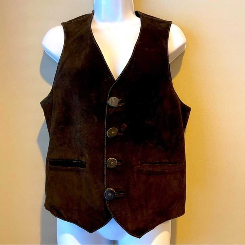 Vintage 60s Custom Leather Vest Ann Arbor MI Suwa… - image 1