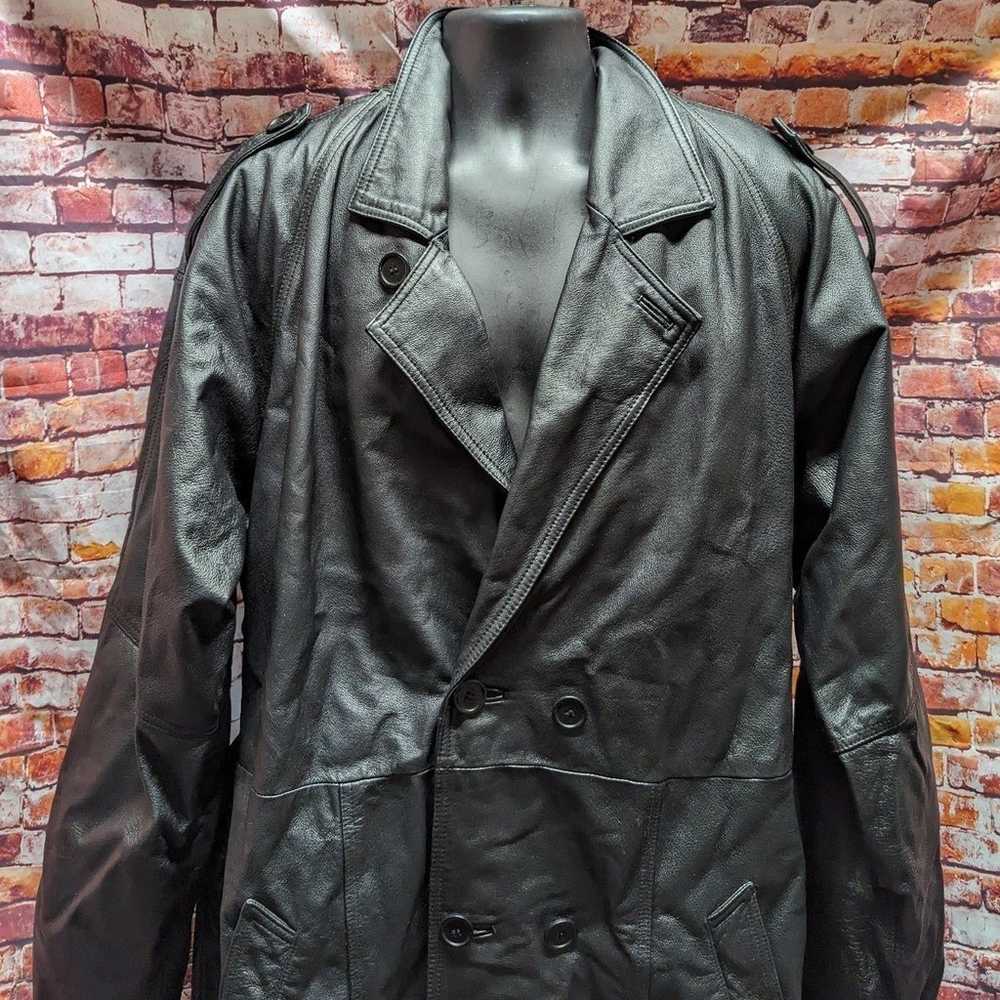 Vintage Leather Coat with belt and removable liner - image 2