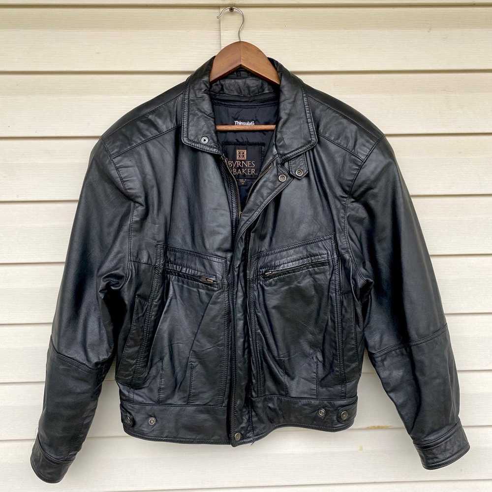 Vintage 90s Byrnes Baker Leather Jacket Thinsulat… - image 1