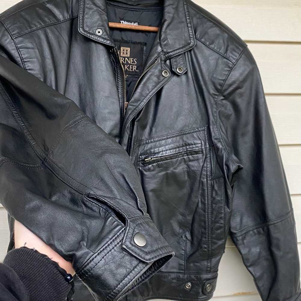 Vintage 90s Byrnes Baker Leather Jacket Thinsulat… - image 2