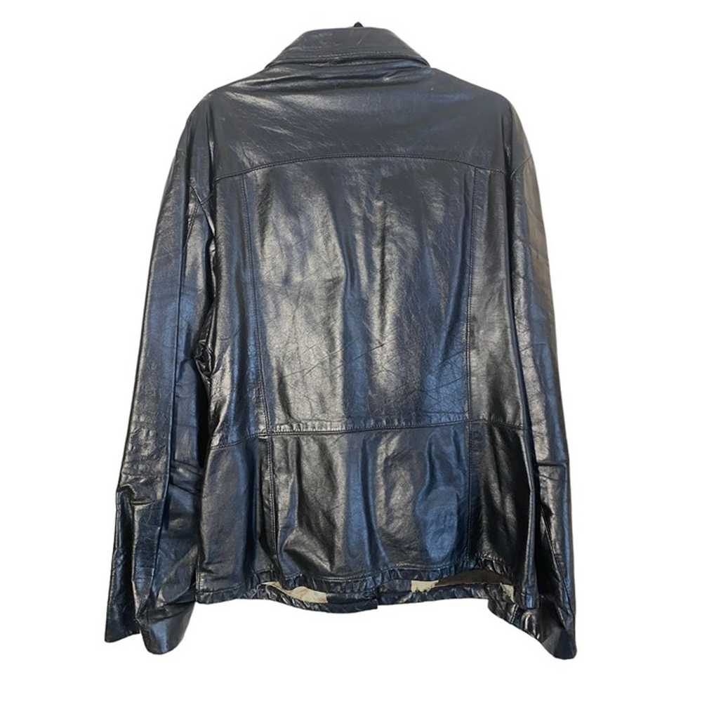 Vintage 1970s Leather Jacket Wide Lapel French - image 5
