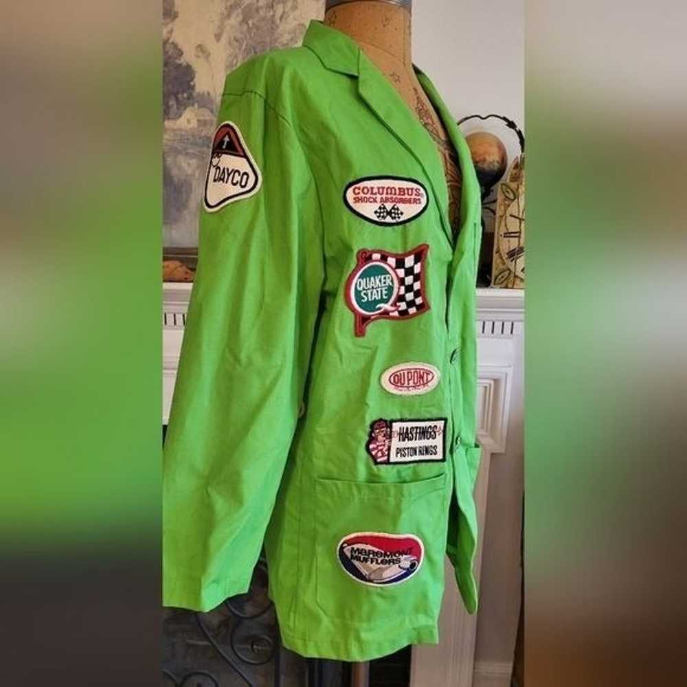 Vintage Neon Green Mechanics Jacket Covered In Ol… - image 4