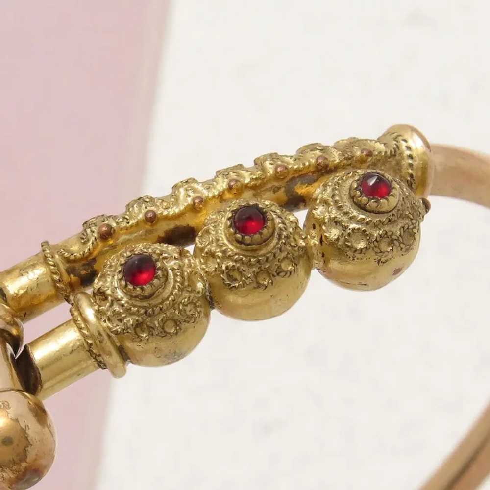 Antique Victorian Etruscan Revival Red Paste Gold… - image 2