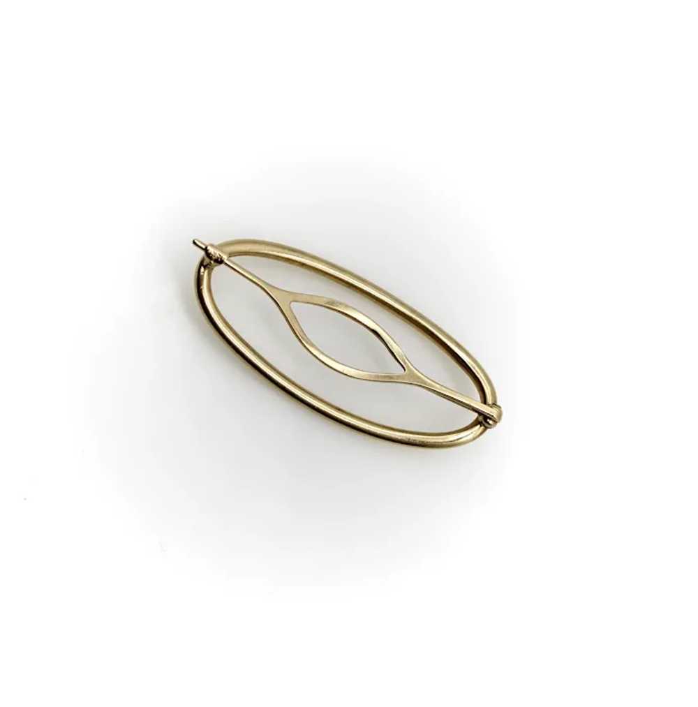 14K Gold Modern Oval Hair Barrette - image 3