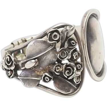 Rare vintage modern sterling silver floral cuff b… - image 1