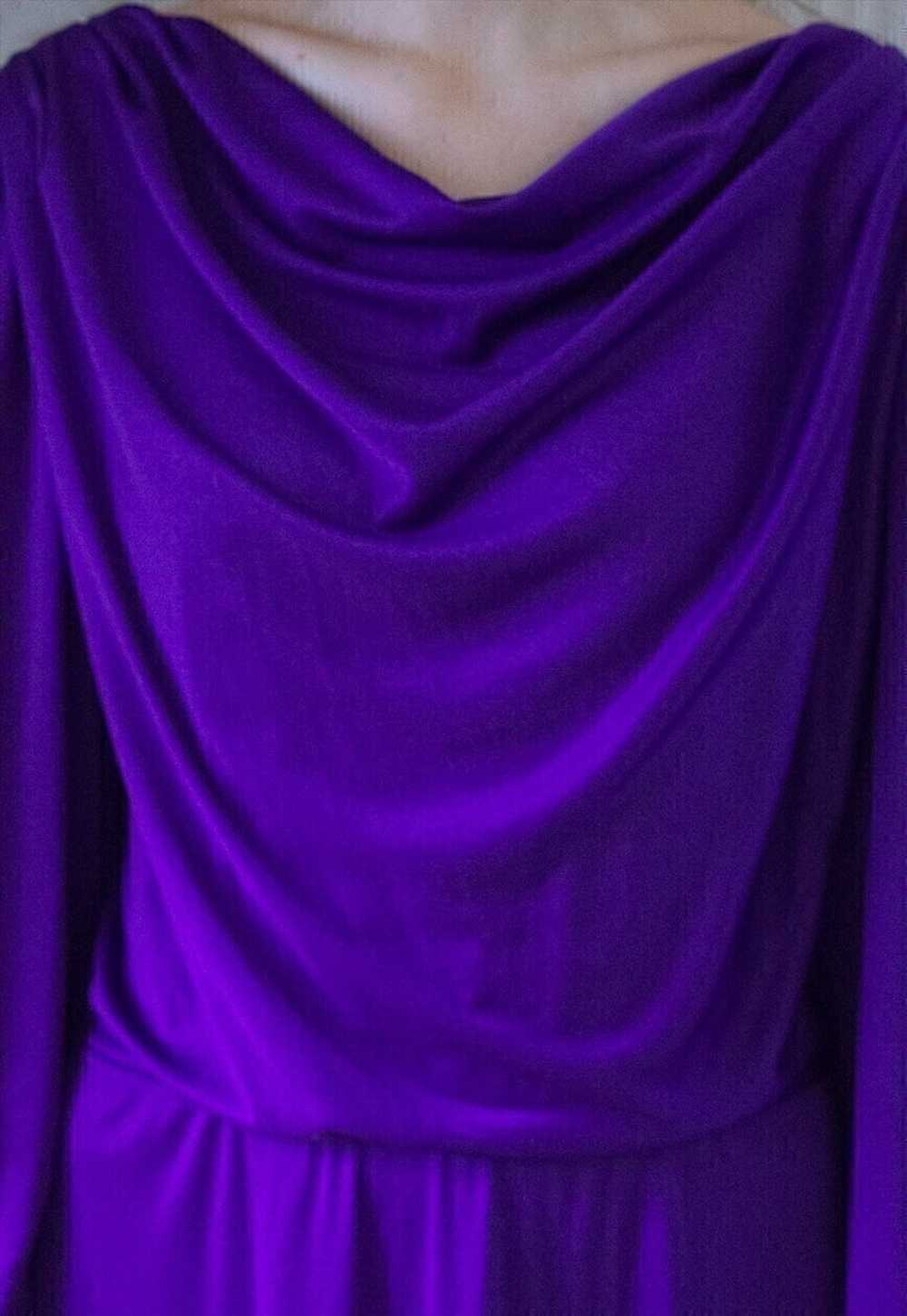 Bright purple cowl neck long maxi dress with open… - image 4