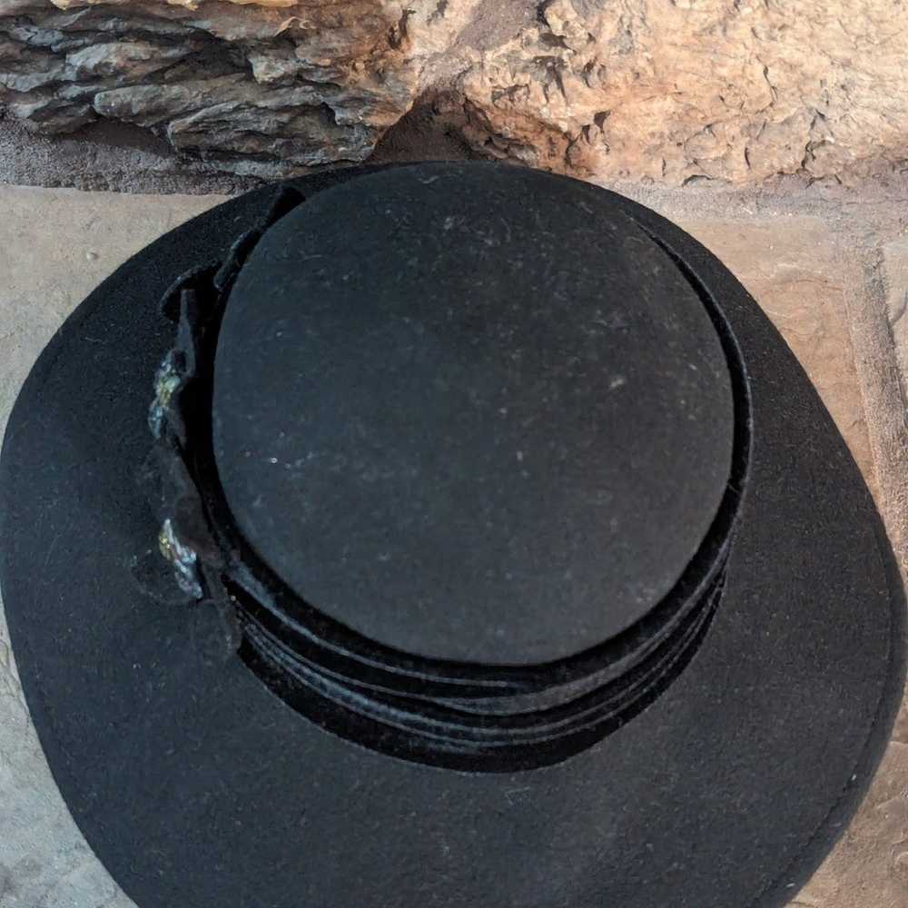 Vintage Cappelli Straworld Hat Women's Black Feat… - image 6