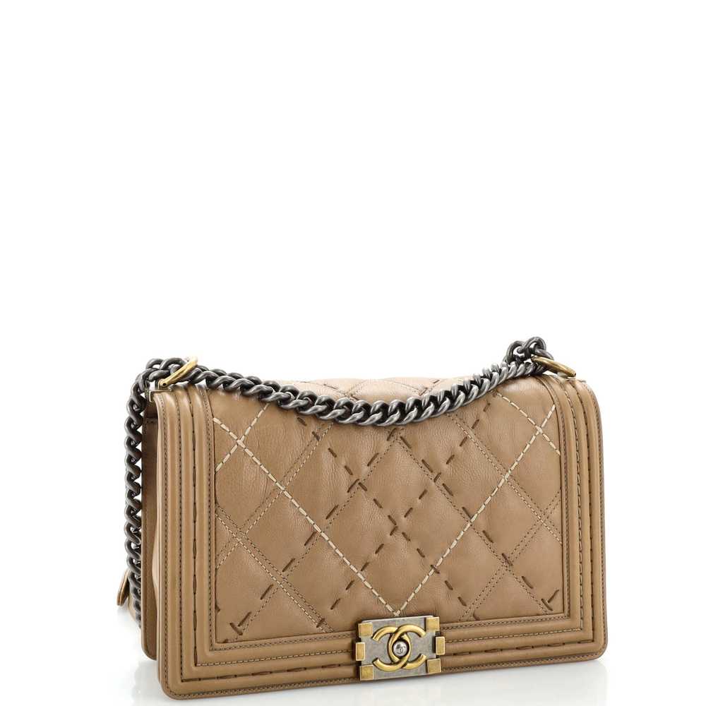 CHANEL Double Stitch Boy Flap Bag Quilted Calfski… - image 3