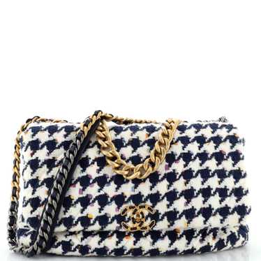 CHANEL 19 Flap Bag Quilted Houndstooth Tweed and … - image 1