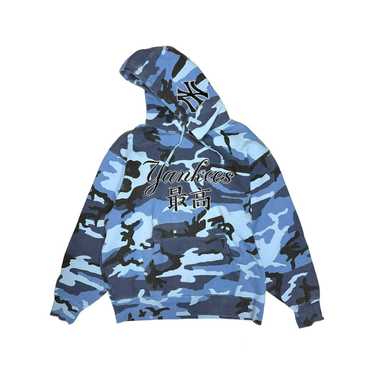 Supreme New York Yankees Kanji Hooded Sweatshirt Blue Camo
