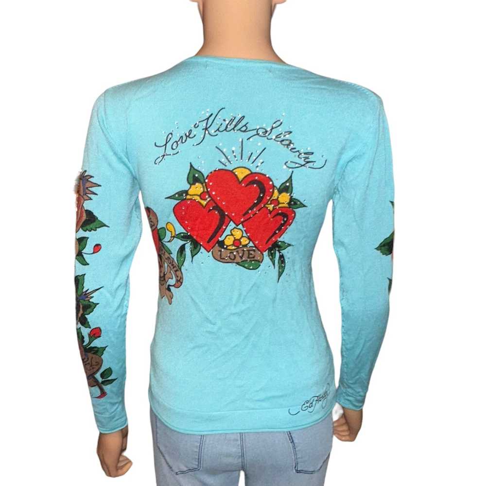 Ed Hardy Ed Hardy Love Kills Slowly rhinestone V … - image 4