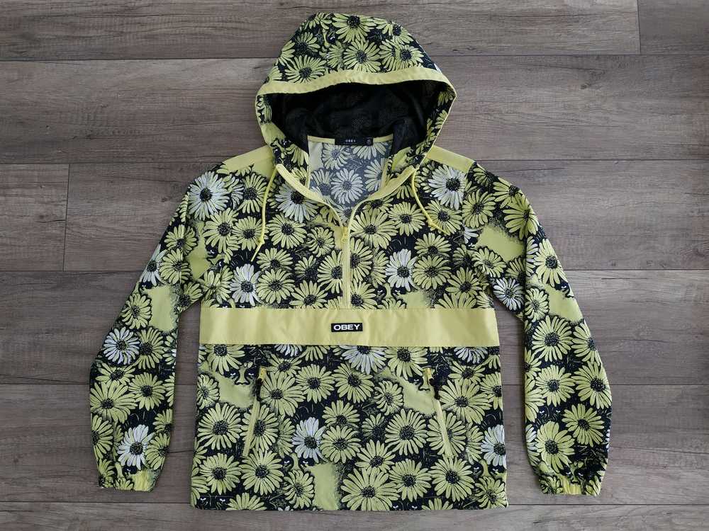 Obey × Streetwear OBEY 1/2 Zip Women's Floral Pri… - image 1