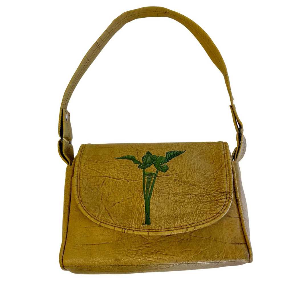 Unkwn VTG Textured Vinyl Gold MOD Handbag GREEN L… - image 2