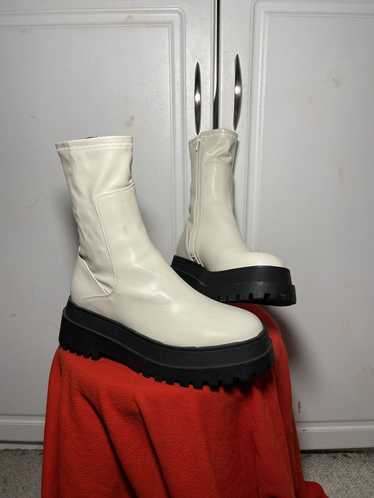 Designer White chunky zip up boots - image 1