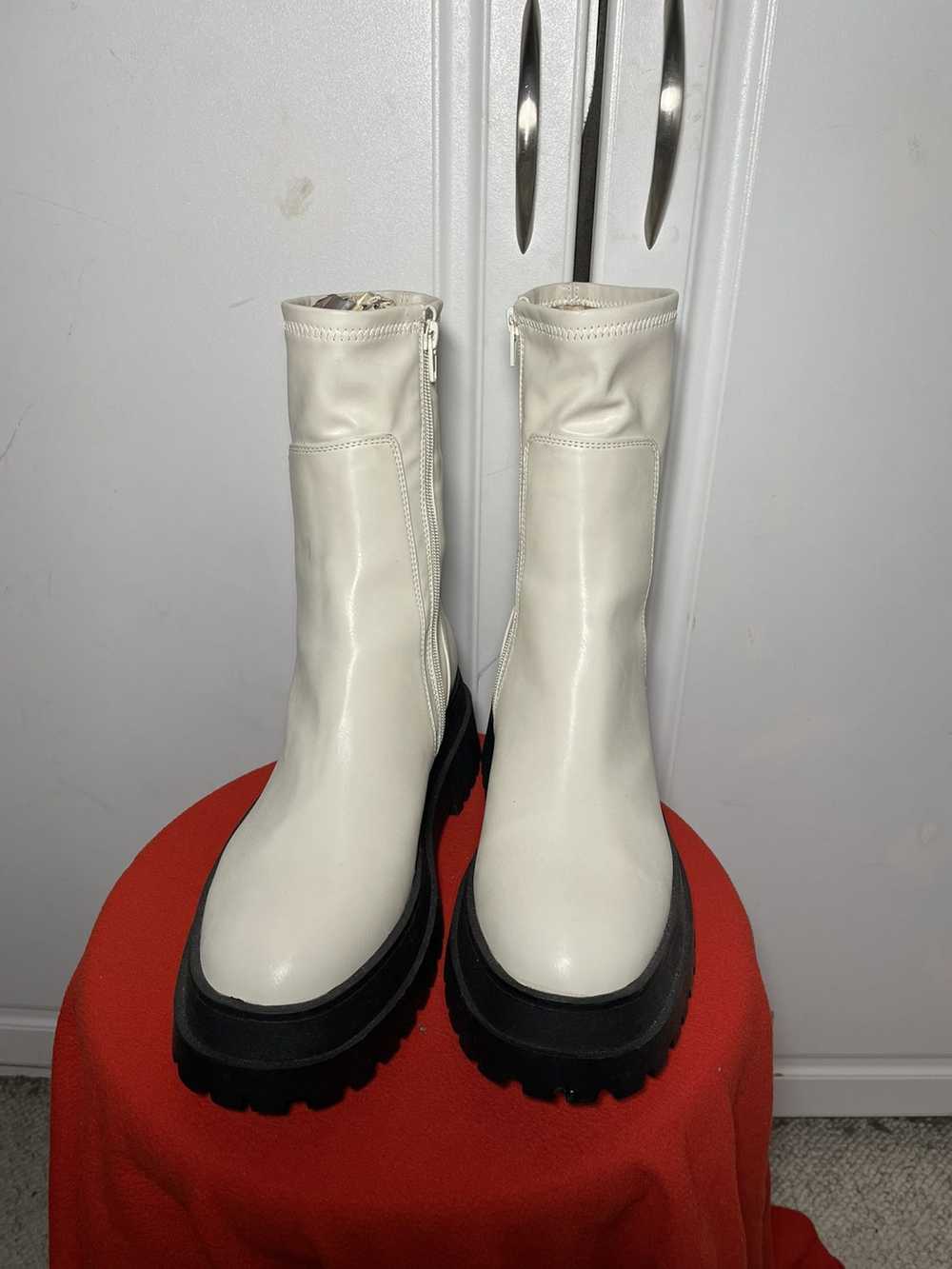 Designer White chunky zip up boots - image 3