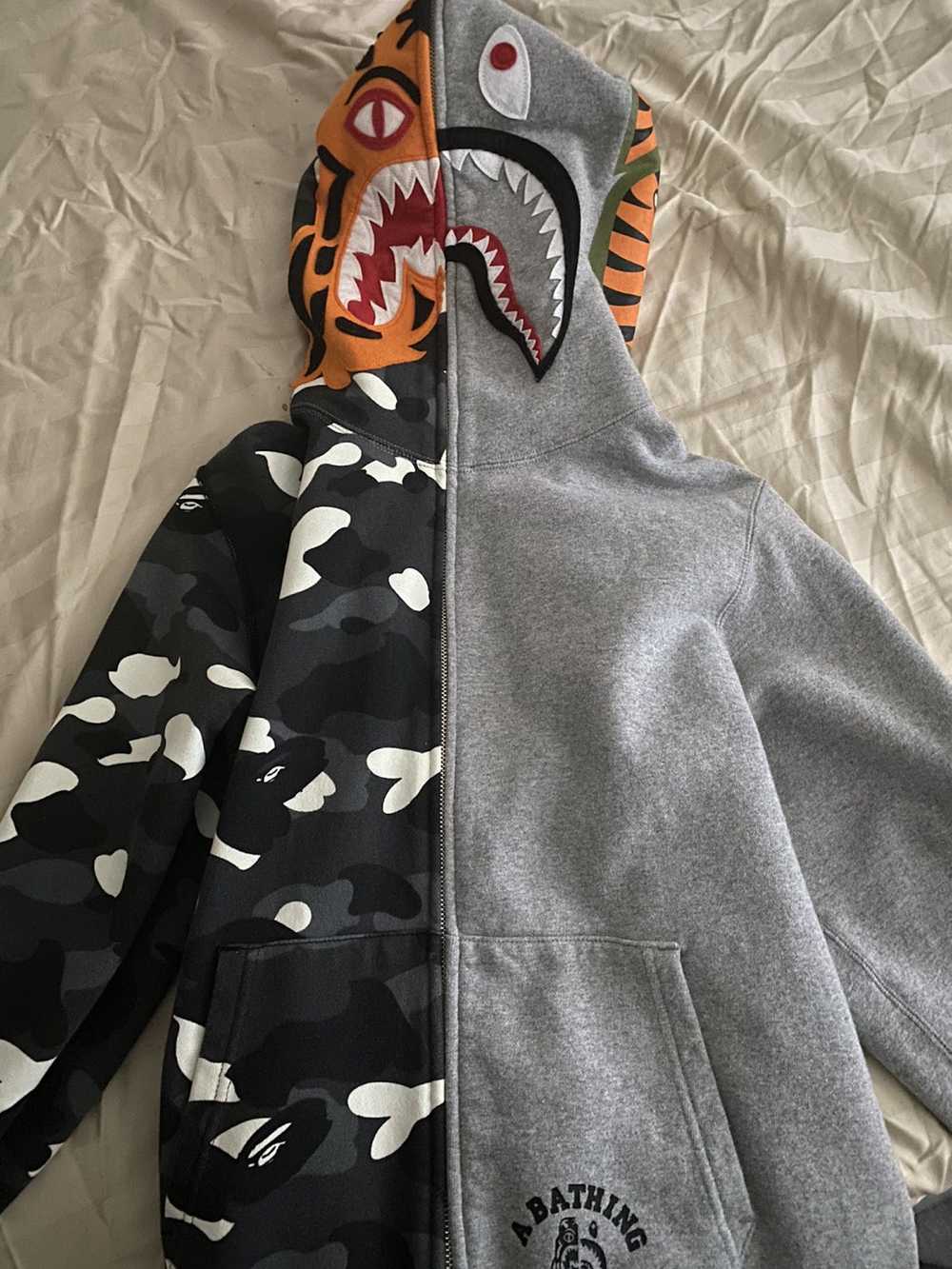 Bape City Camo Tiger Shark Half Full Zip Hoodie - image 1