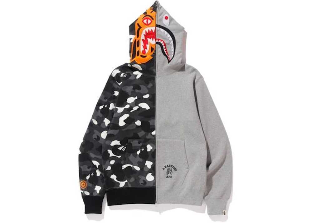 Bape City Camo Tiger Shark Half Full Zip Hoodie - image 2