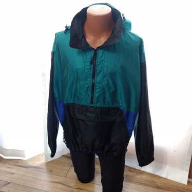 Vintage Columbia Sportswear Packable Jacket Sz M Windbreaker 90s Blue Nylon